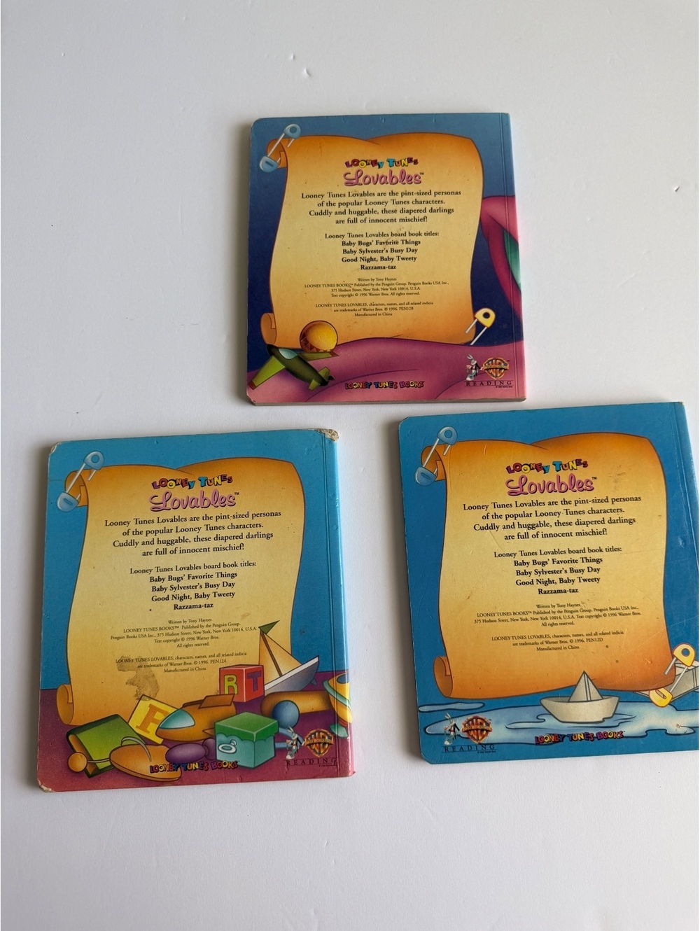 90s Vintage Baby Looney Tunes Board Books Set of 3 Tweety Bugs Sylvester - Picture 3 of 4